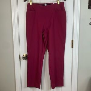 NWT Perfect Stretch by Chico’s Burgundy pull on pants size 1.5(S 8-10). Slim leg